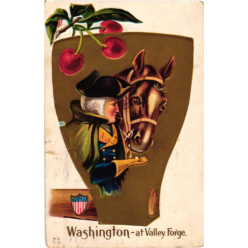 Vintage Postcard Washington at Valley Forge George Washington Horse 1913